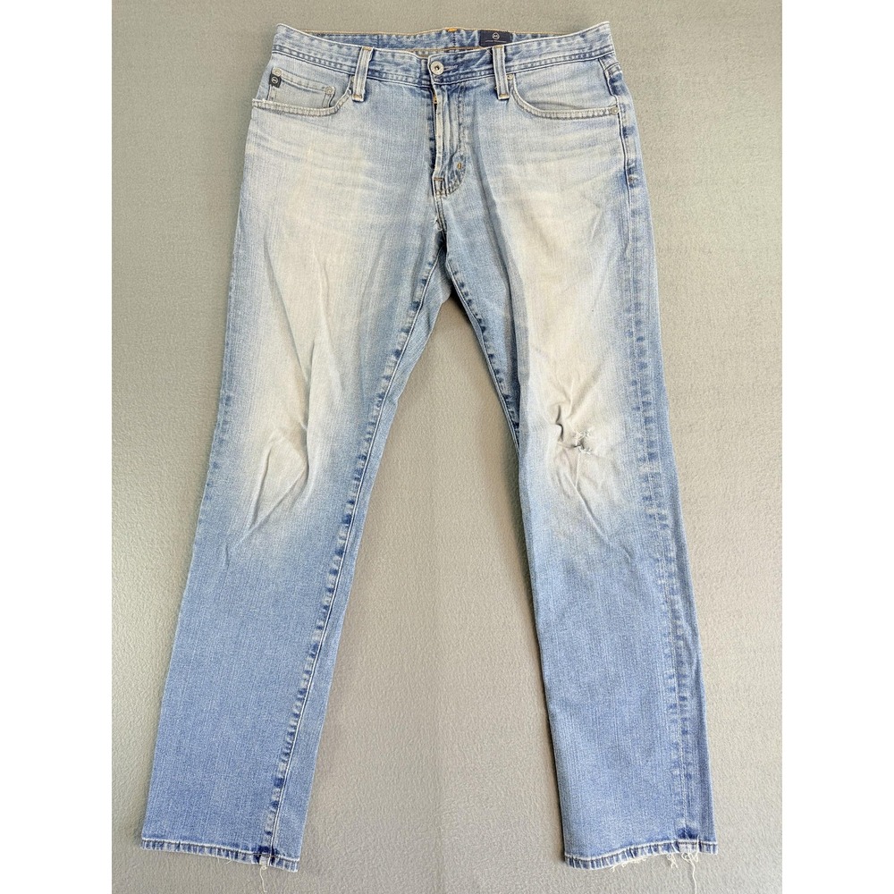 AG Adriano Goldschmied The Graduate Jeans Mens 31x32 Light Blue Distressed Denim